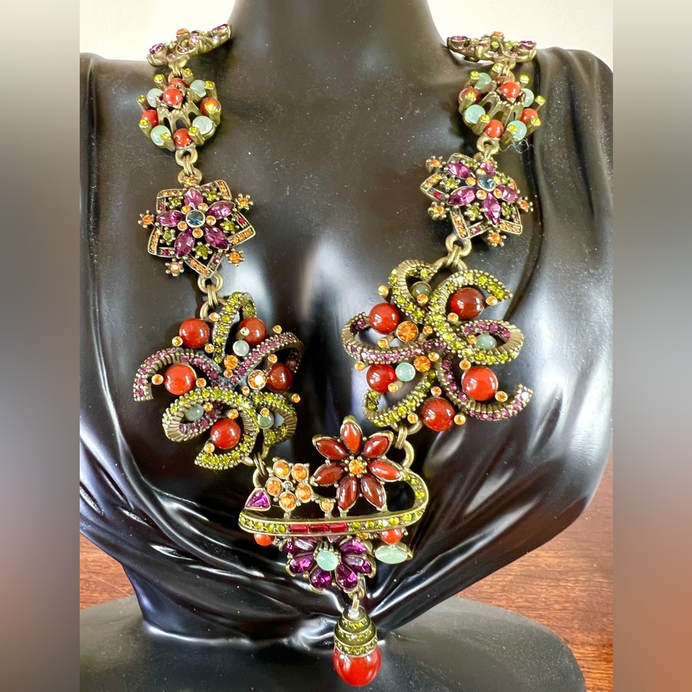 Heidi Daus carnelian& genuine stones very vintage necklace in original box - Picture 3 of 17